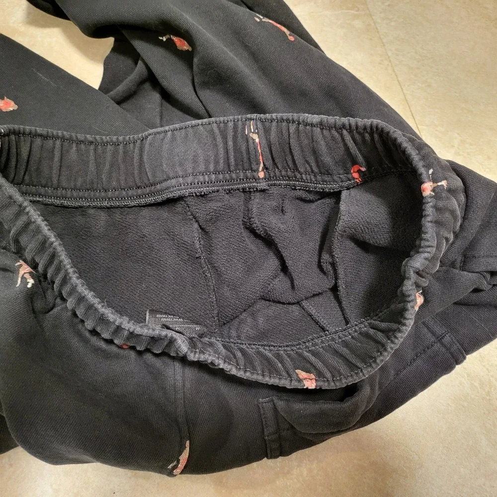 VTG Nike Air Jordan Mens M Medium All Over‎ Print Jumpman AOP Black Sweatpants